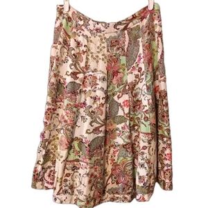 Grace Elements Women's Pastel Paisley Mixed Panel Linen Blend A-line Midi Skirt